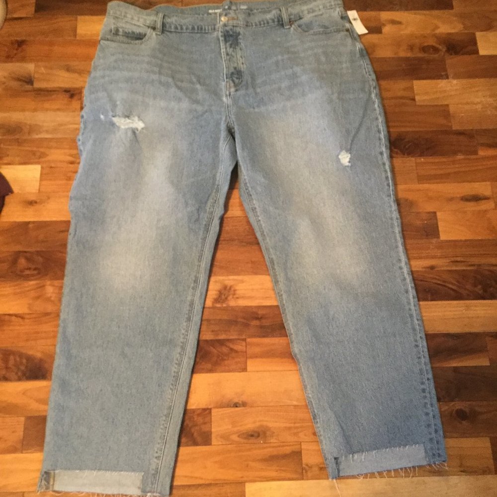 NWT slouchy straight leg plus size jeans destressed raw hem size 20